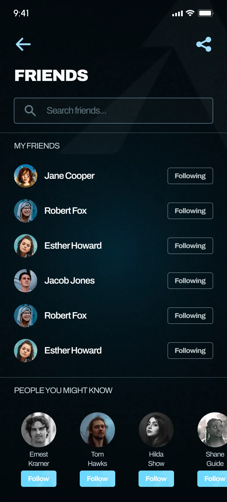 Friends screen