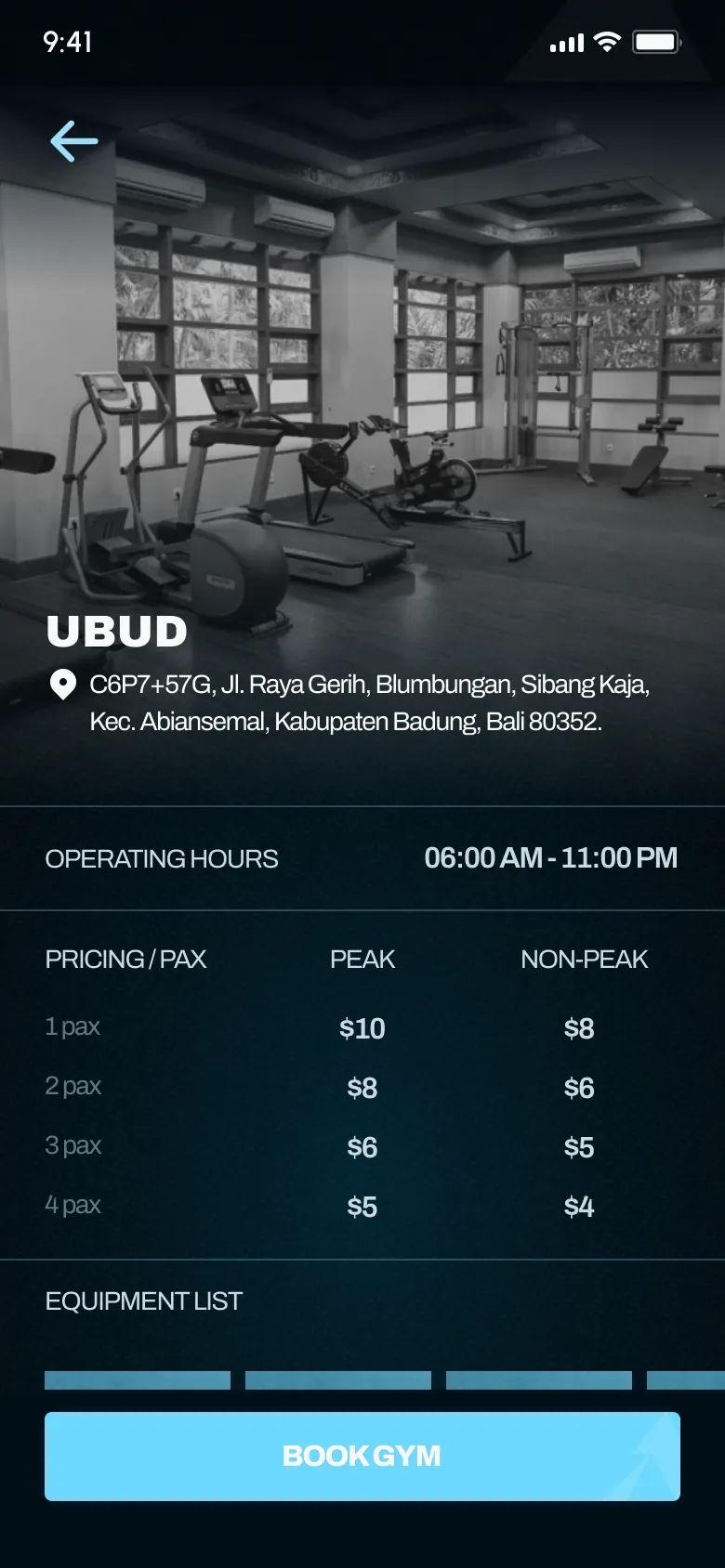 Gym detail page