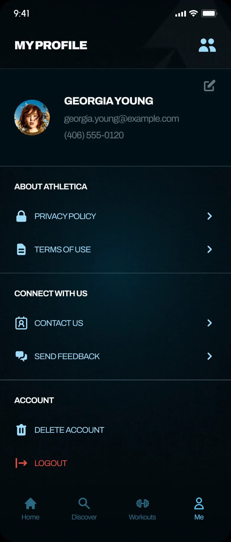 Profile screen