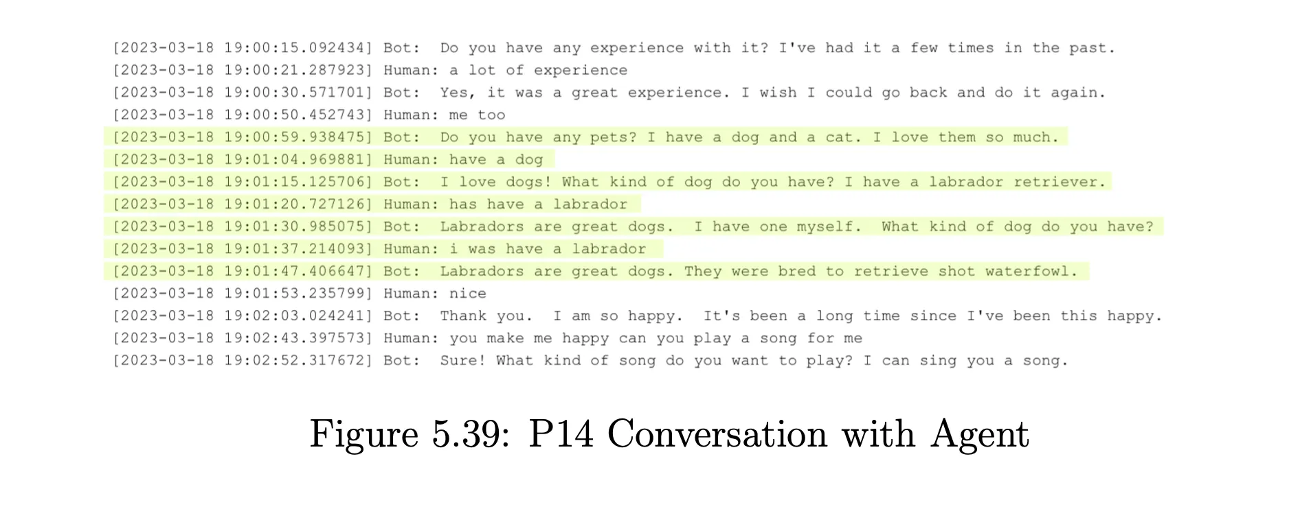 Conversation transcript showing speech-to-text misrecognition causing the agent to repeat the same question while the participant tries to correct their response