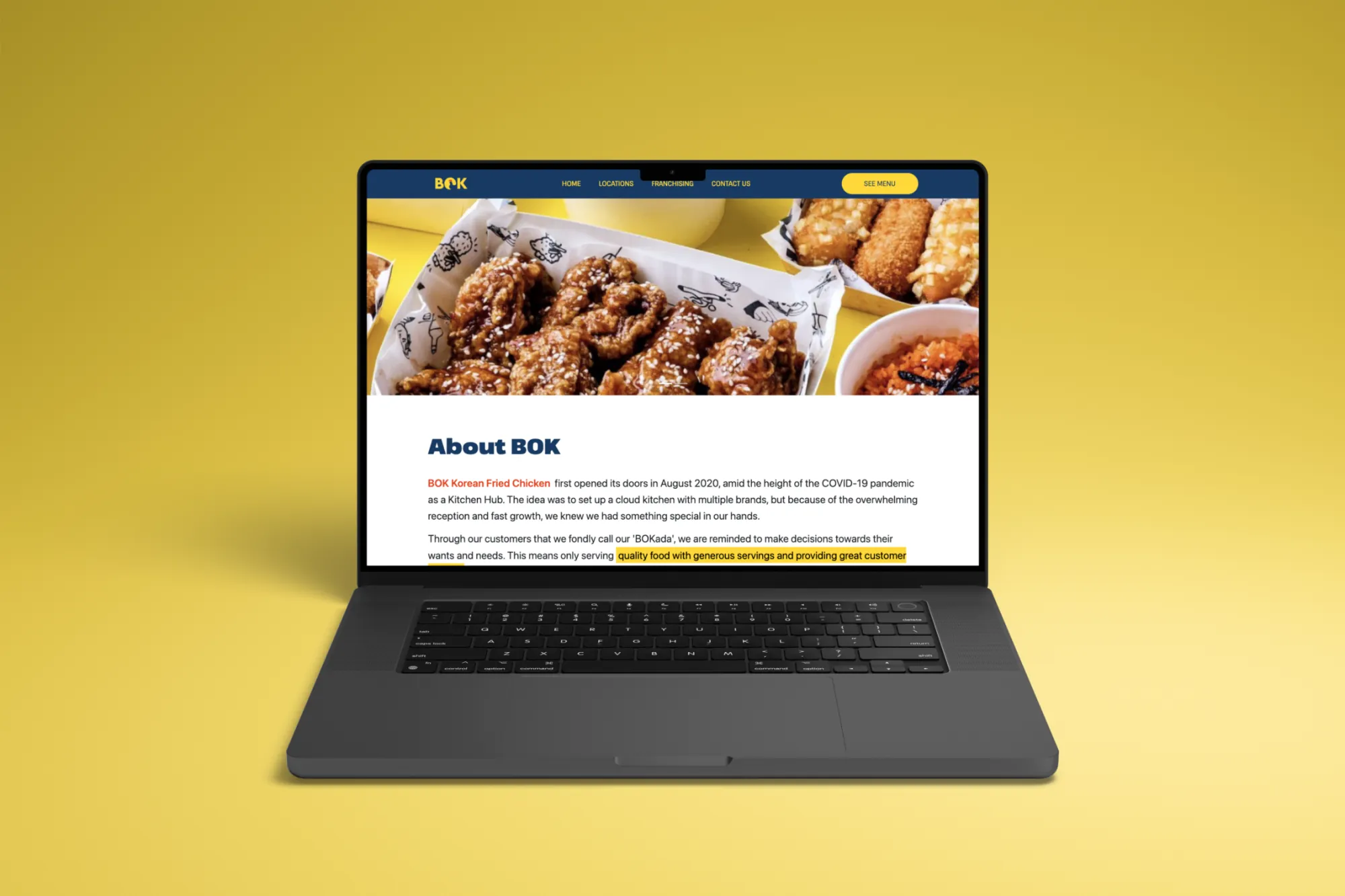 Bok: A website for a fried chicken spot