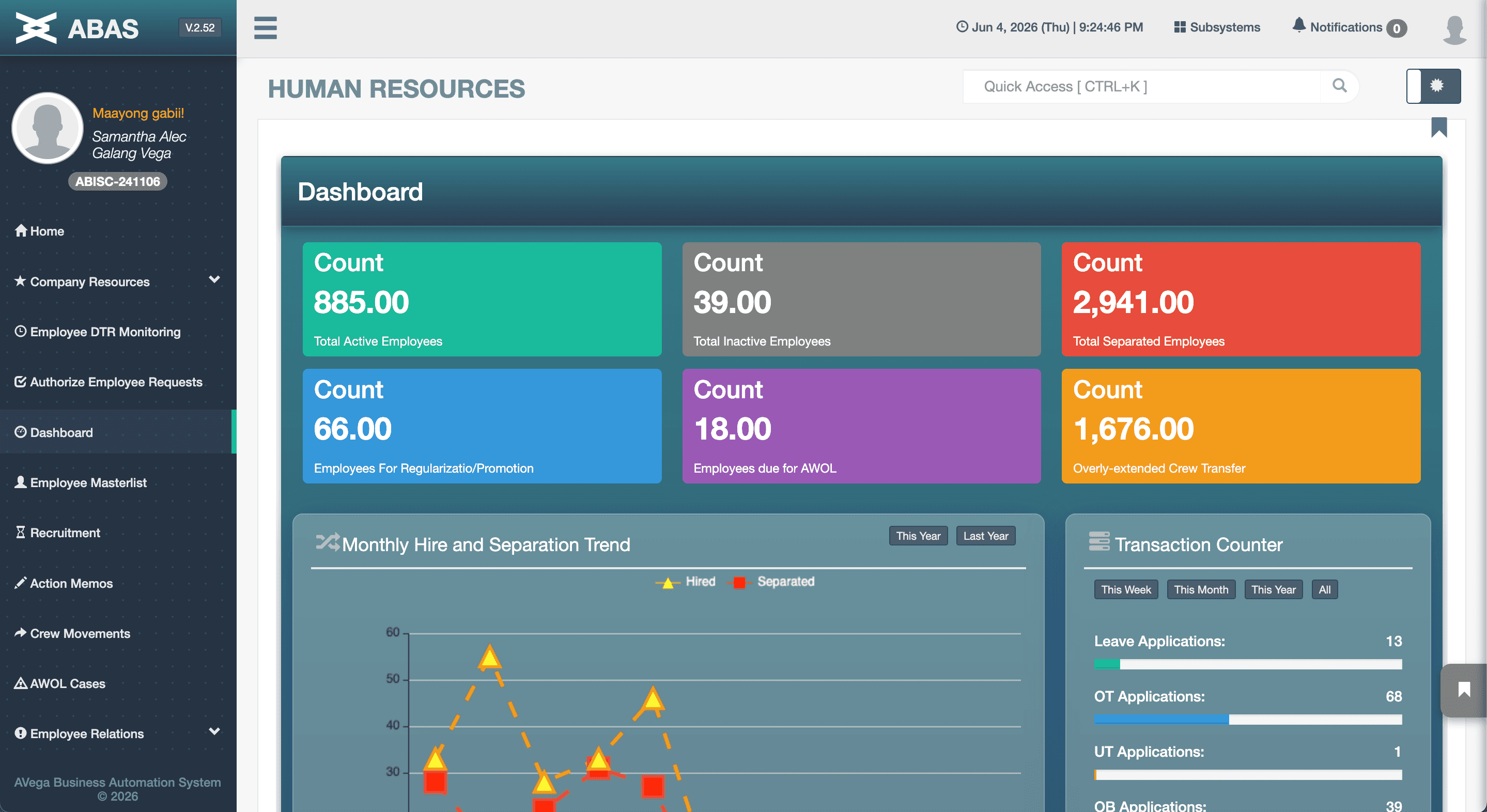 Legacy ABAS interface