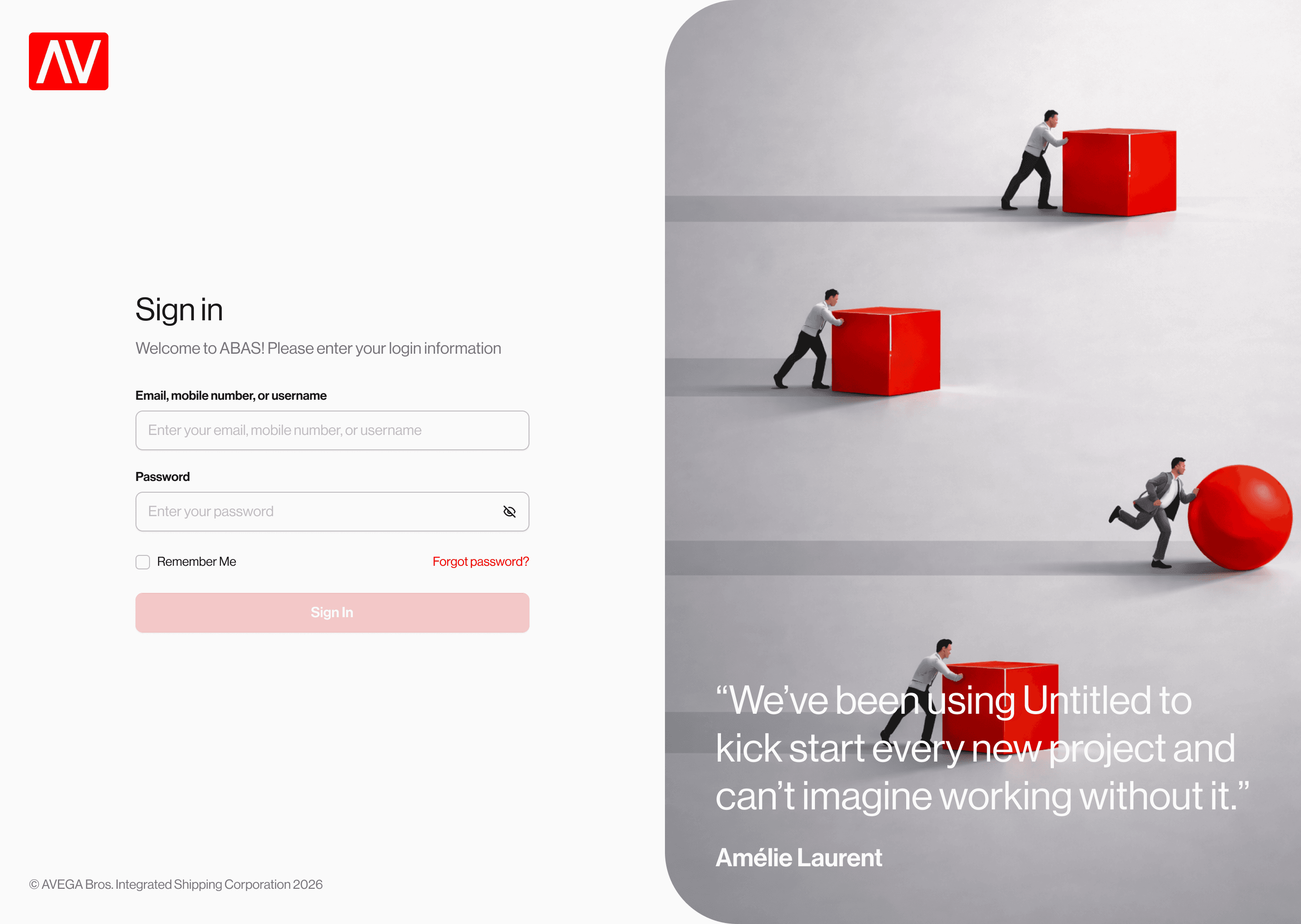 Login page