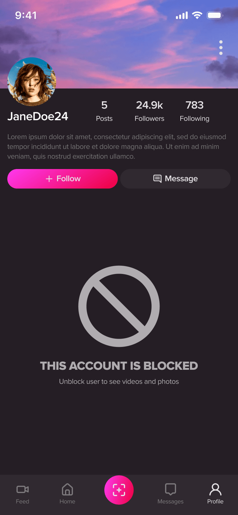 Blocked account state