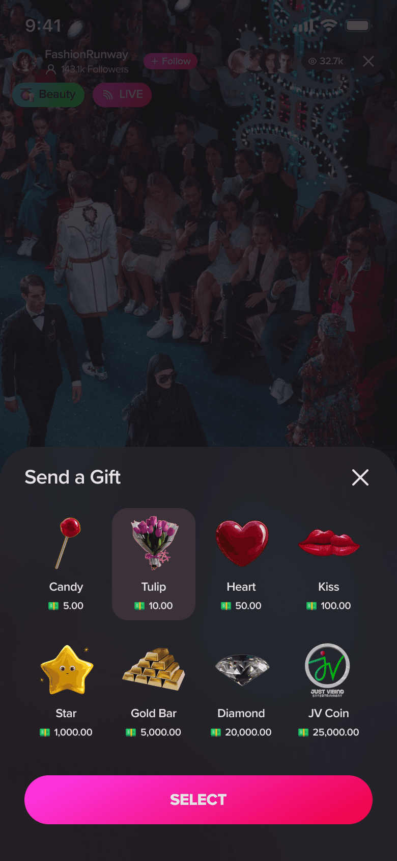 Gifting bottom sheet