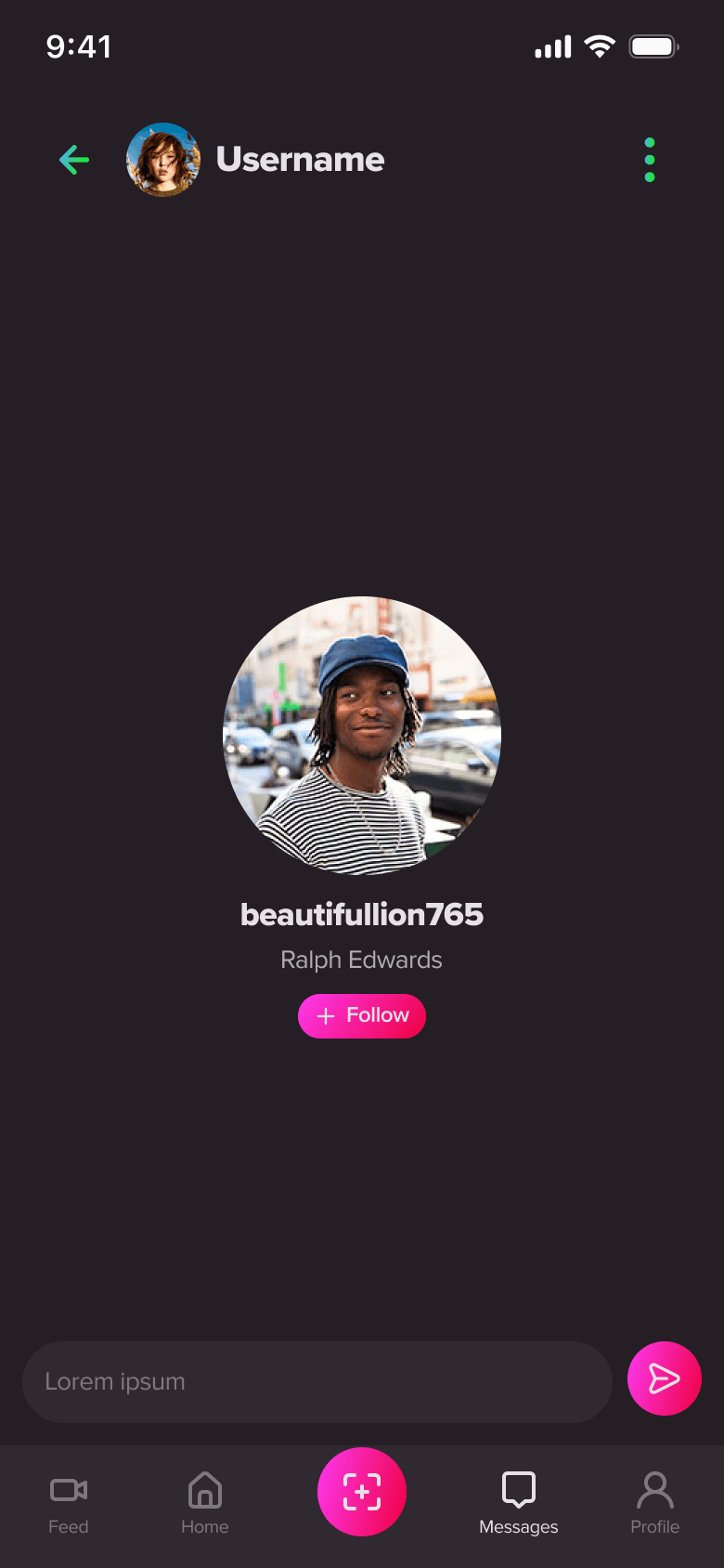 New message: search for users