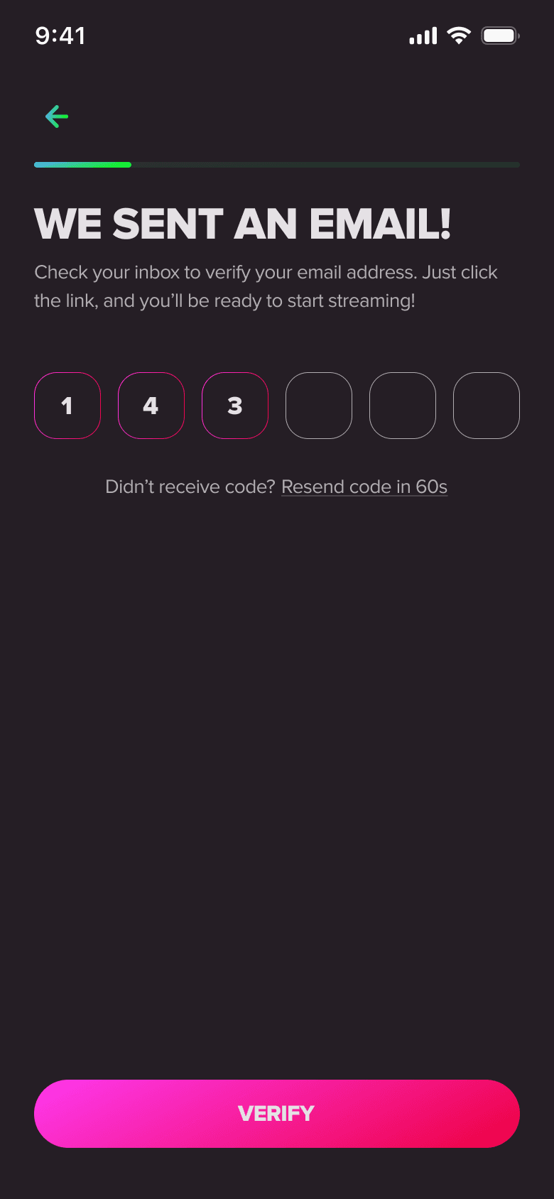 Onboarding step 2: OTP verification