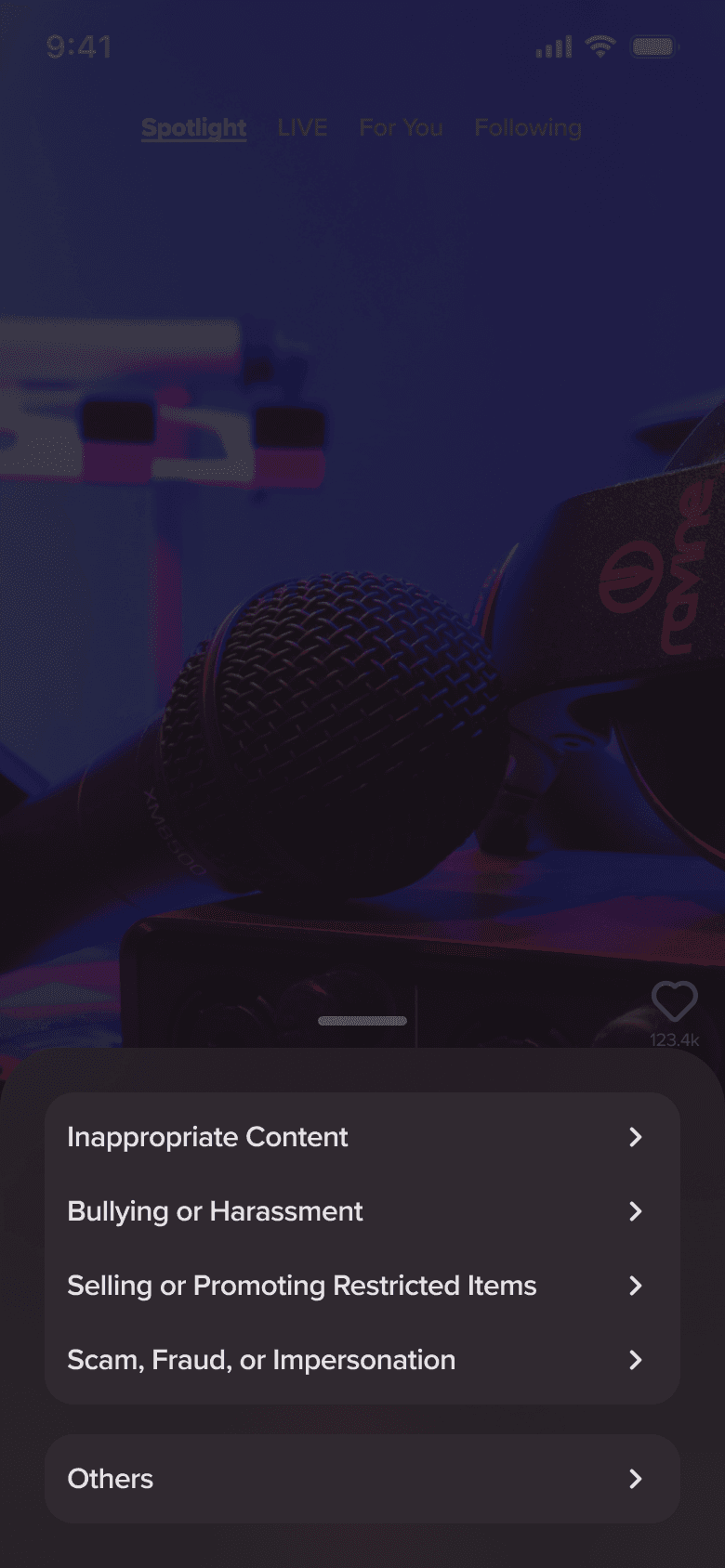 Report post: categorized reasons