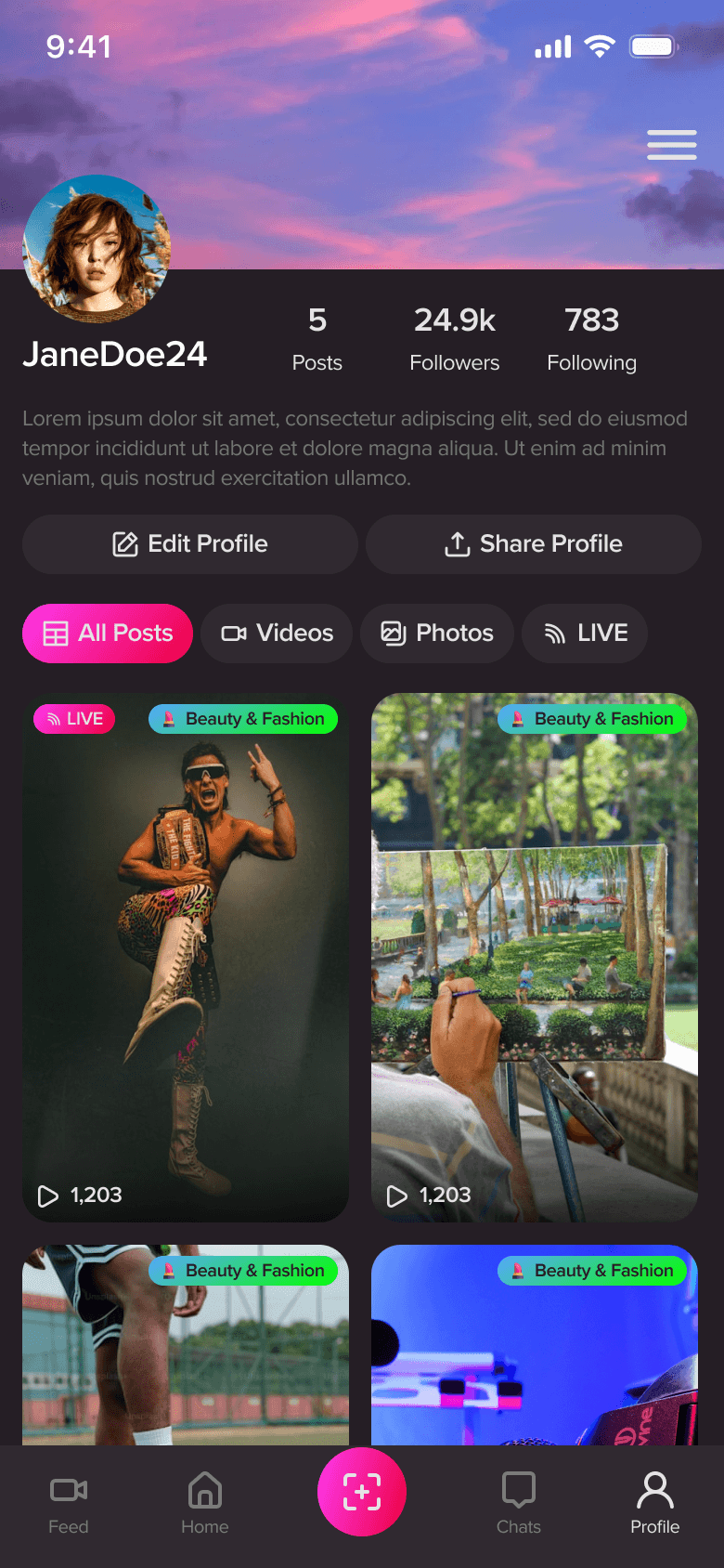 Own profile view
