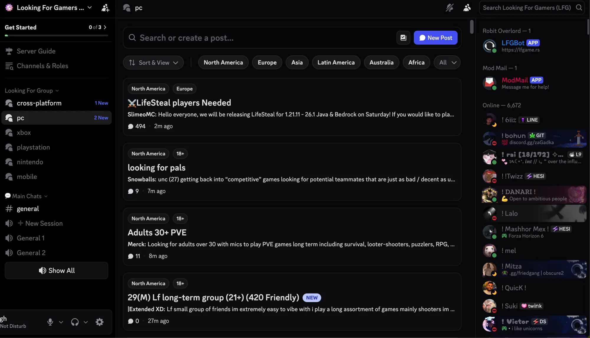Discord LFG channel
