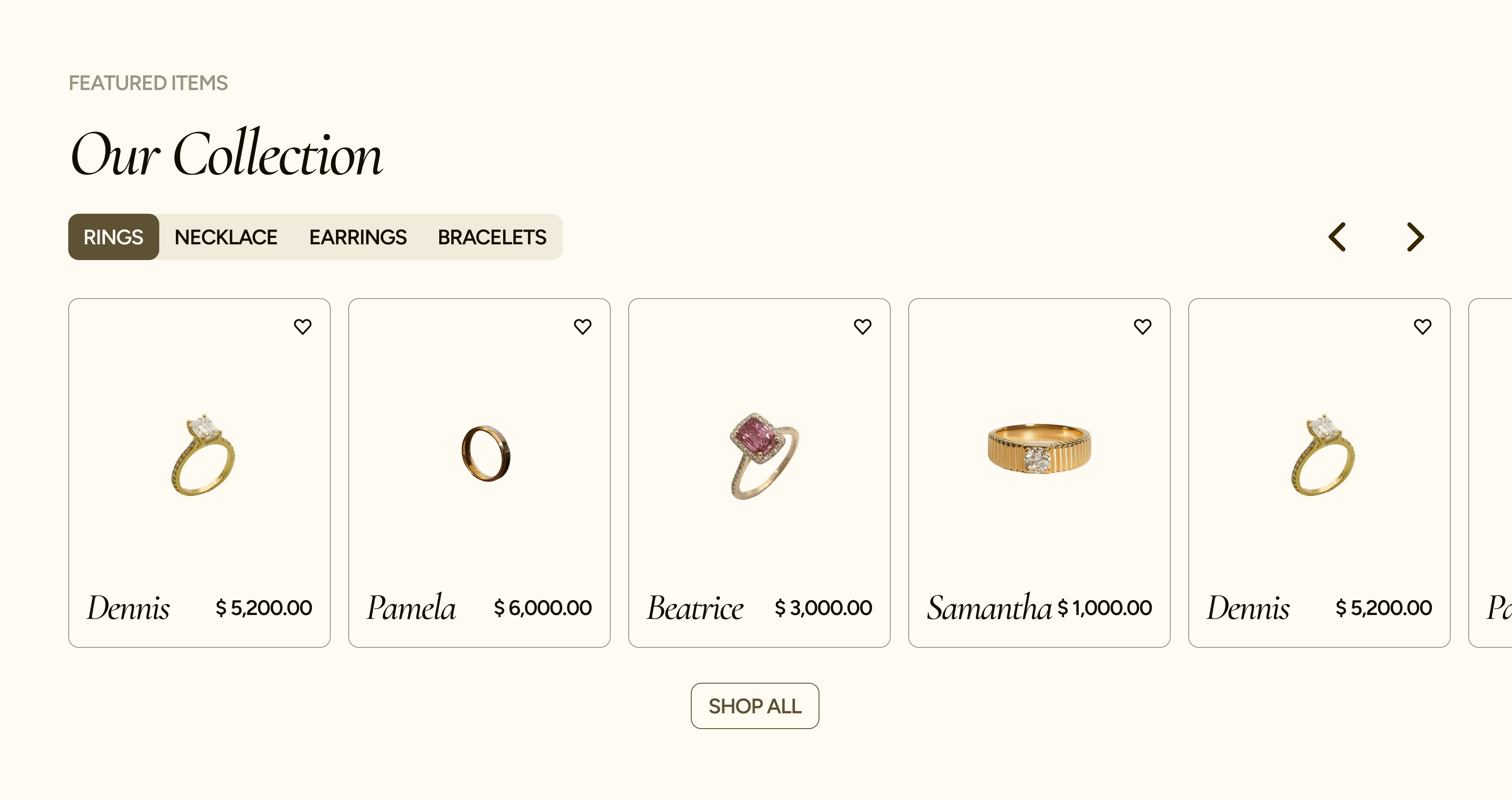 Homepage featured items carousel