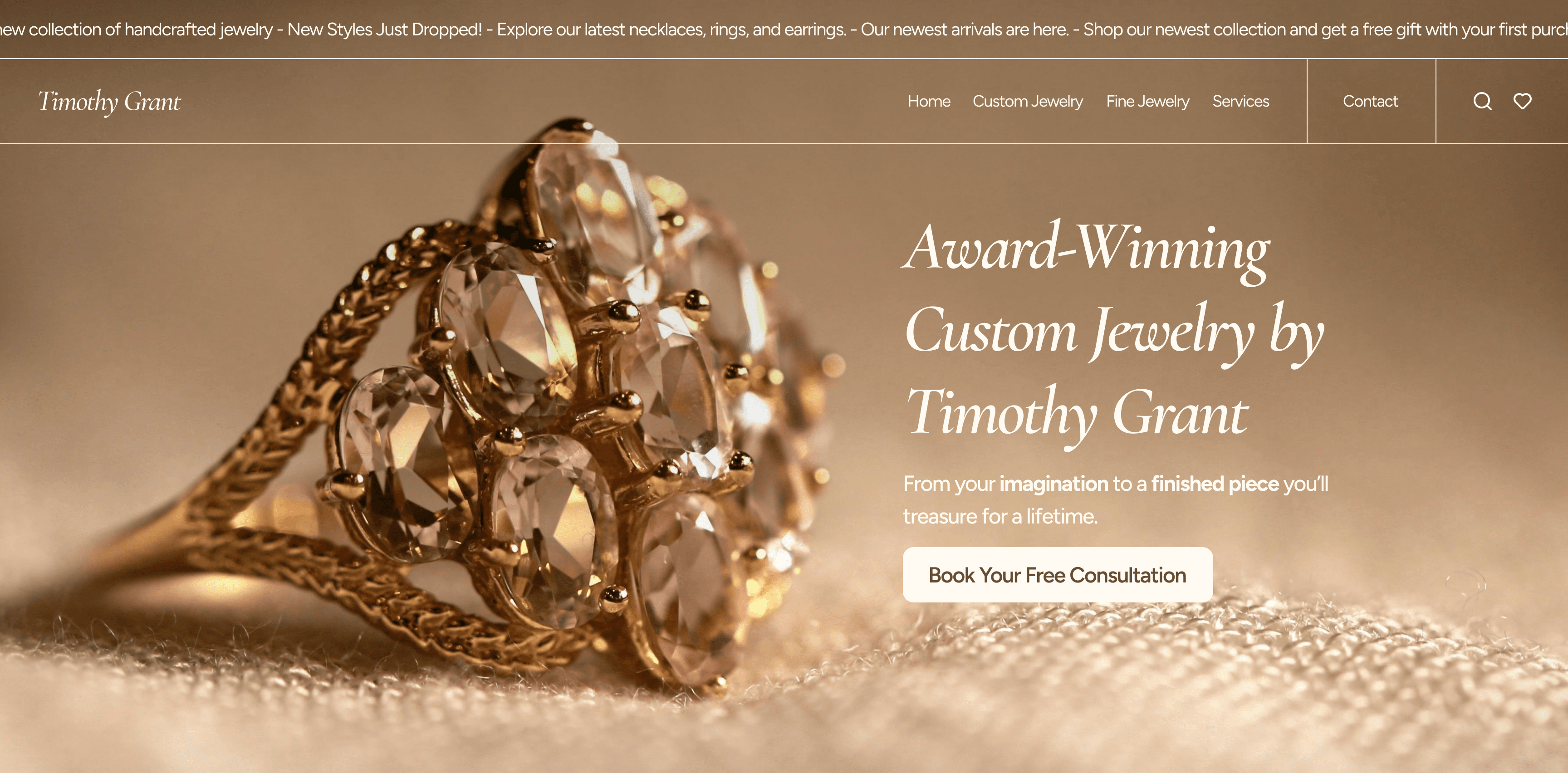 Custom jewelry page hero