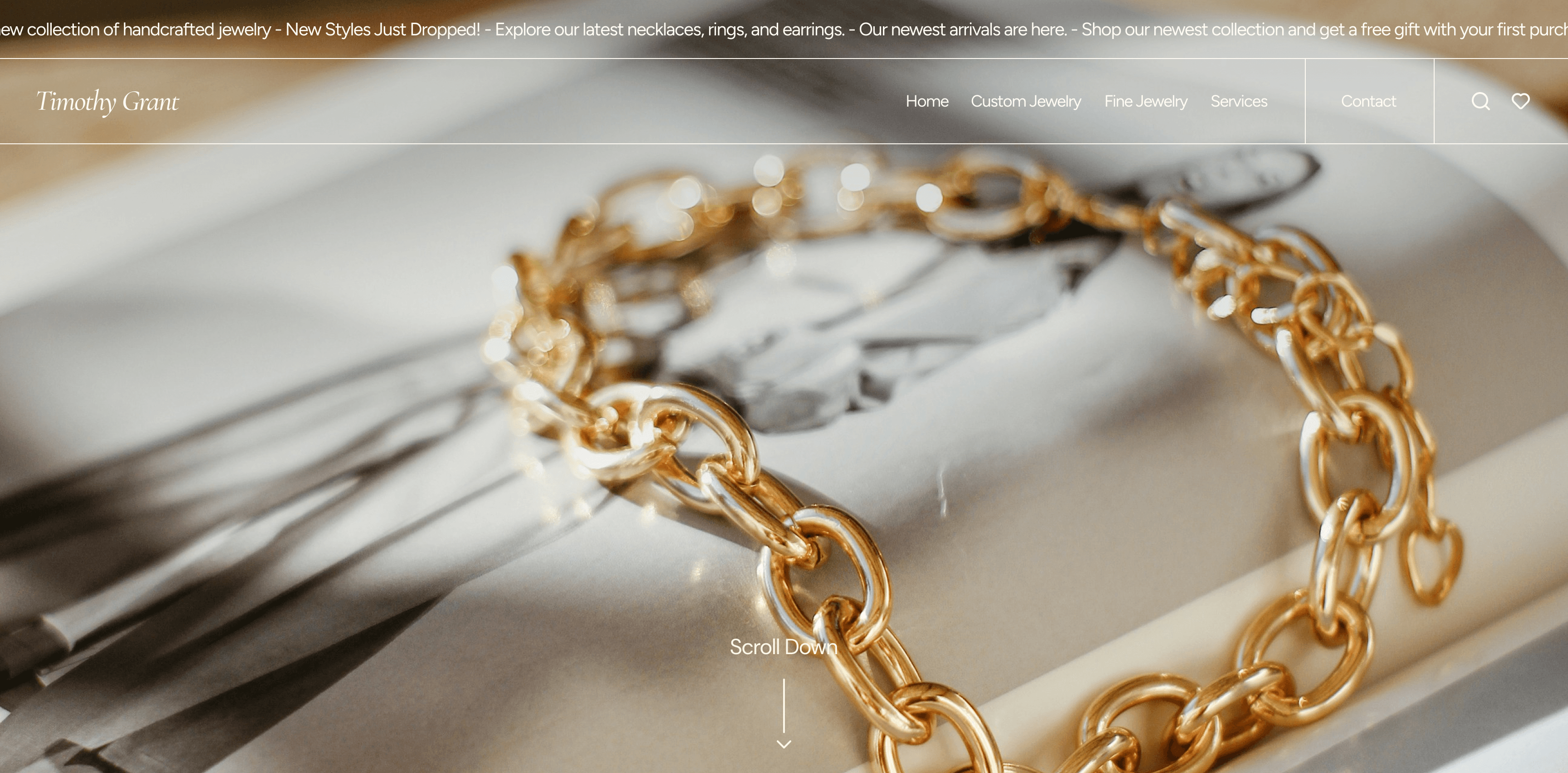 Homepage hero section